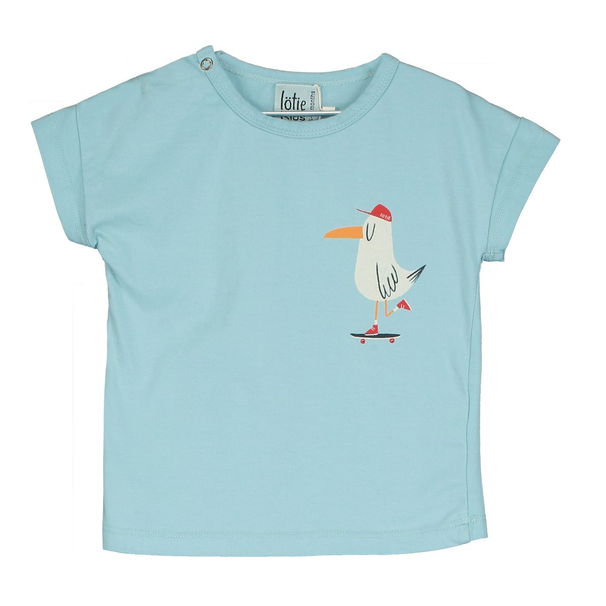 BABY SHORT SLEEVE T-SHIRT SKATING SEAGULL SKY BLUE