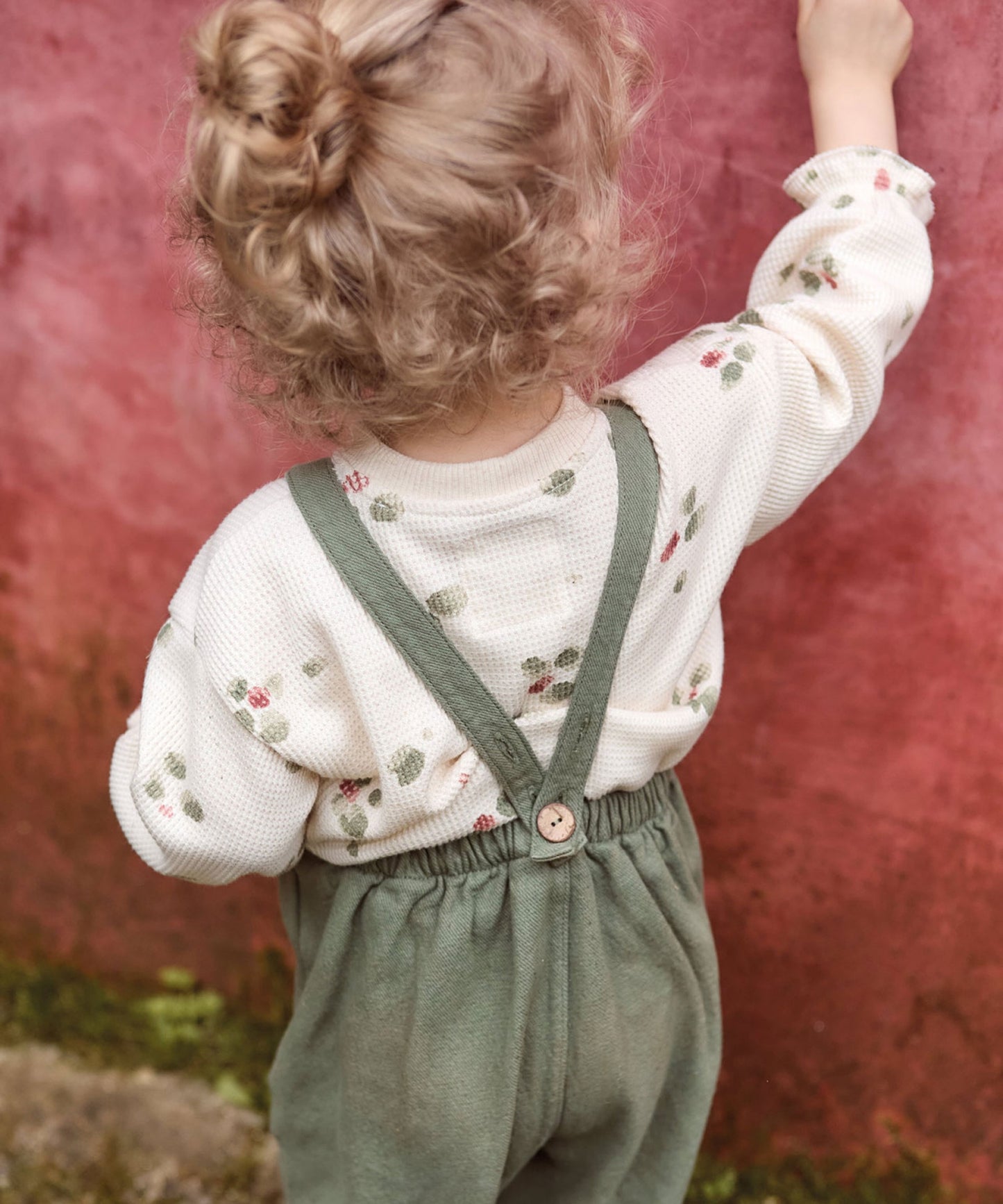 BABY SET TWILL JUMPSUIT/SWEATER GREEN/BEIGE