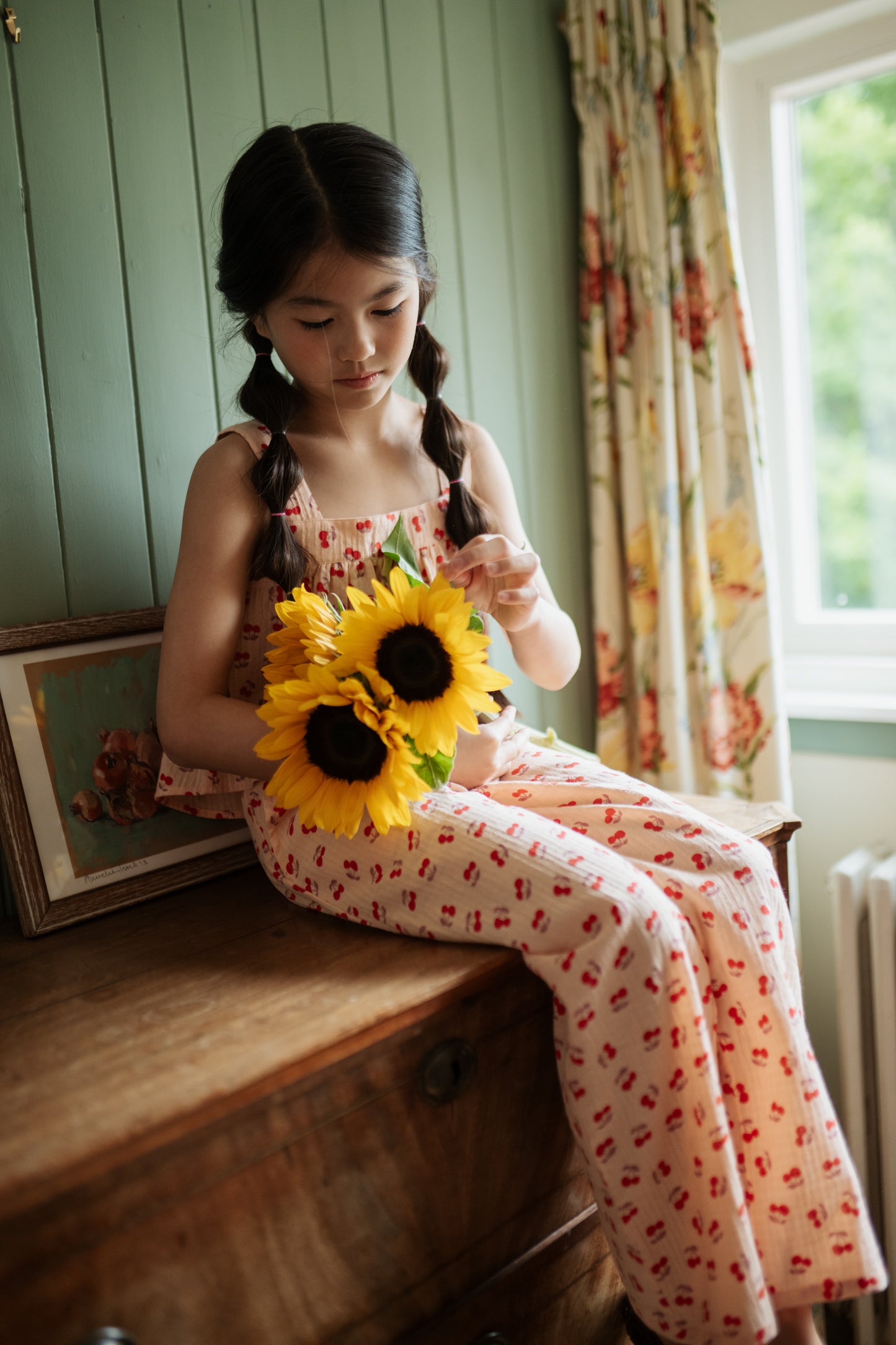 WIDE LEG PANTS CHERRY AOP