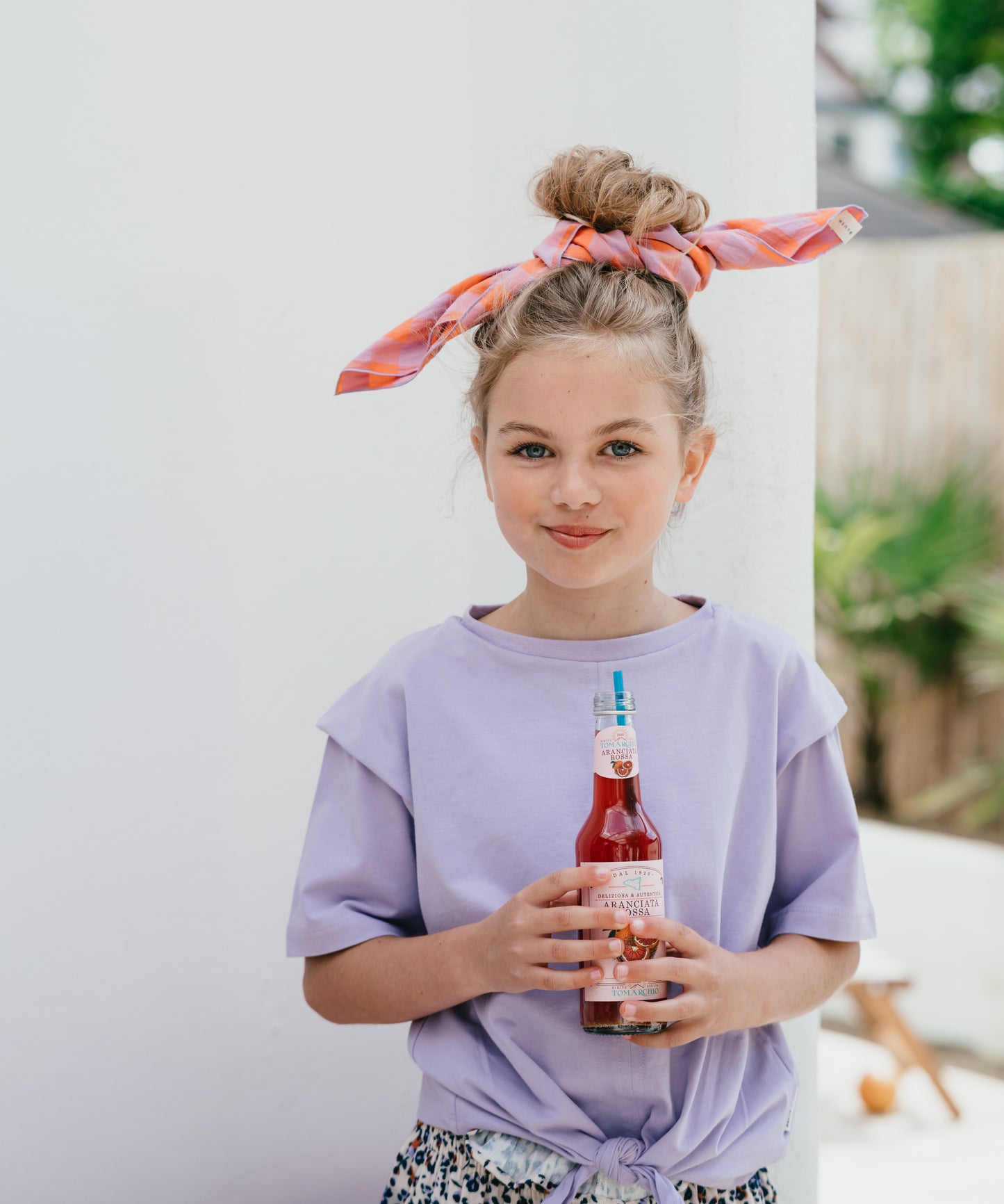 KNOTTED T-SHIRT PURPLE ROSE