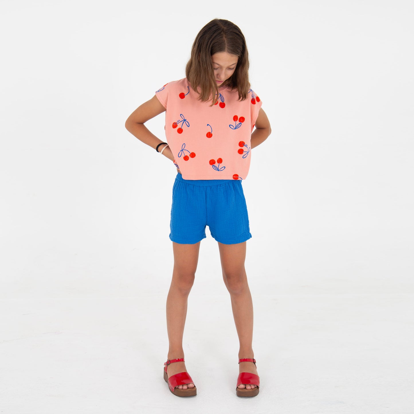 CROP TOP CLAY PINK CHERRIES ALLOVER