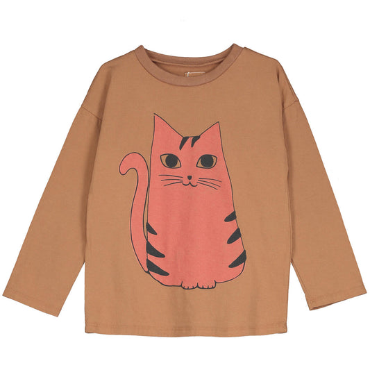 LONG SLEEVE TSHIRT RED CAT BROWN