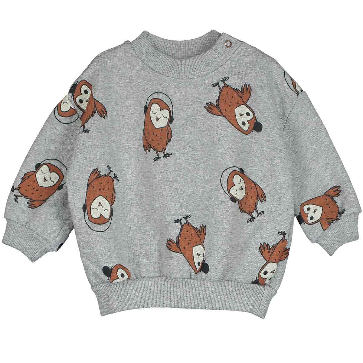 BABY SWEATSHIRT OWLS GREY MELANGE
