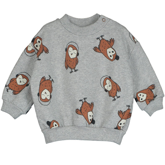 BABY SWEATSHIRT OWLS GREY MELANGE