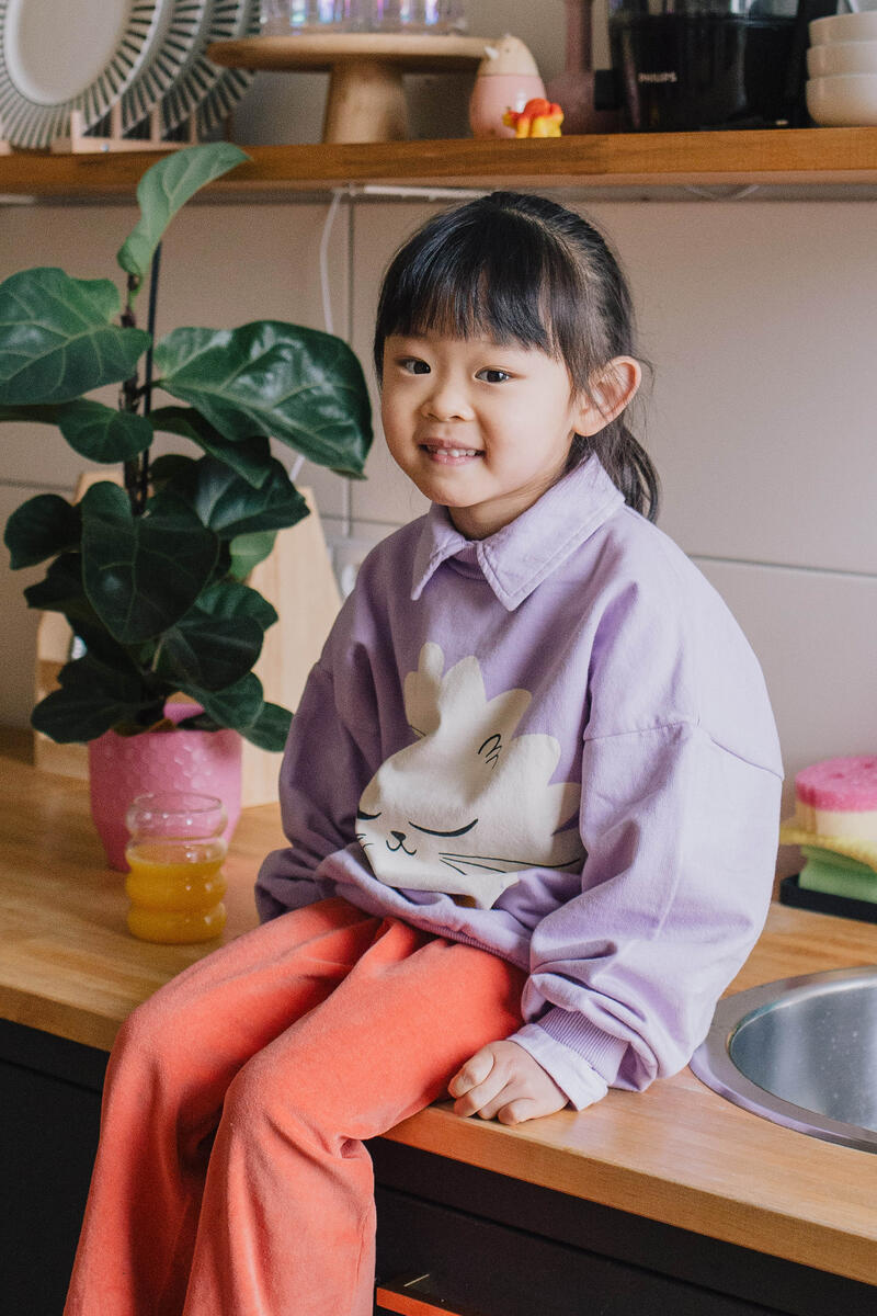 SWEATSHIRT KITTEN IN BOOTS MAUVE