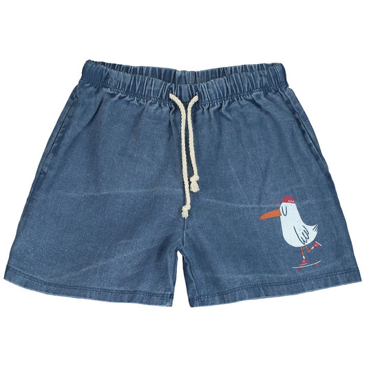 DENIM BERMUDA SKATING SEAGULL WASHED INDIGO