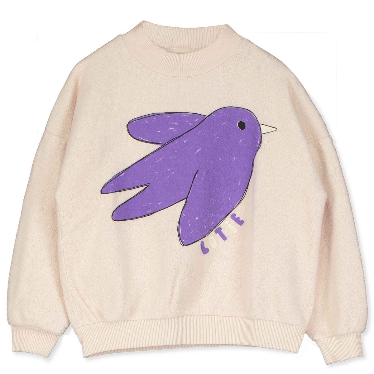 SWEATSHIRT TEDDY FLOWING BIRD OFF WHITE