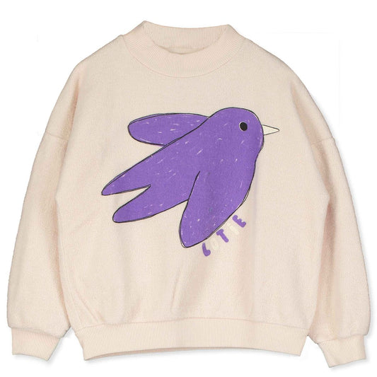 SWEATSHIRT TEDDY FLOWING BIRD OFF WHITE