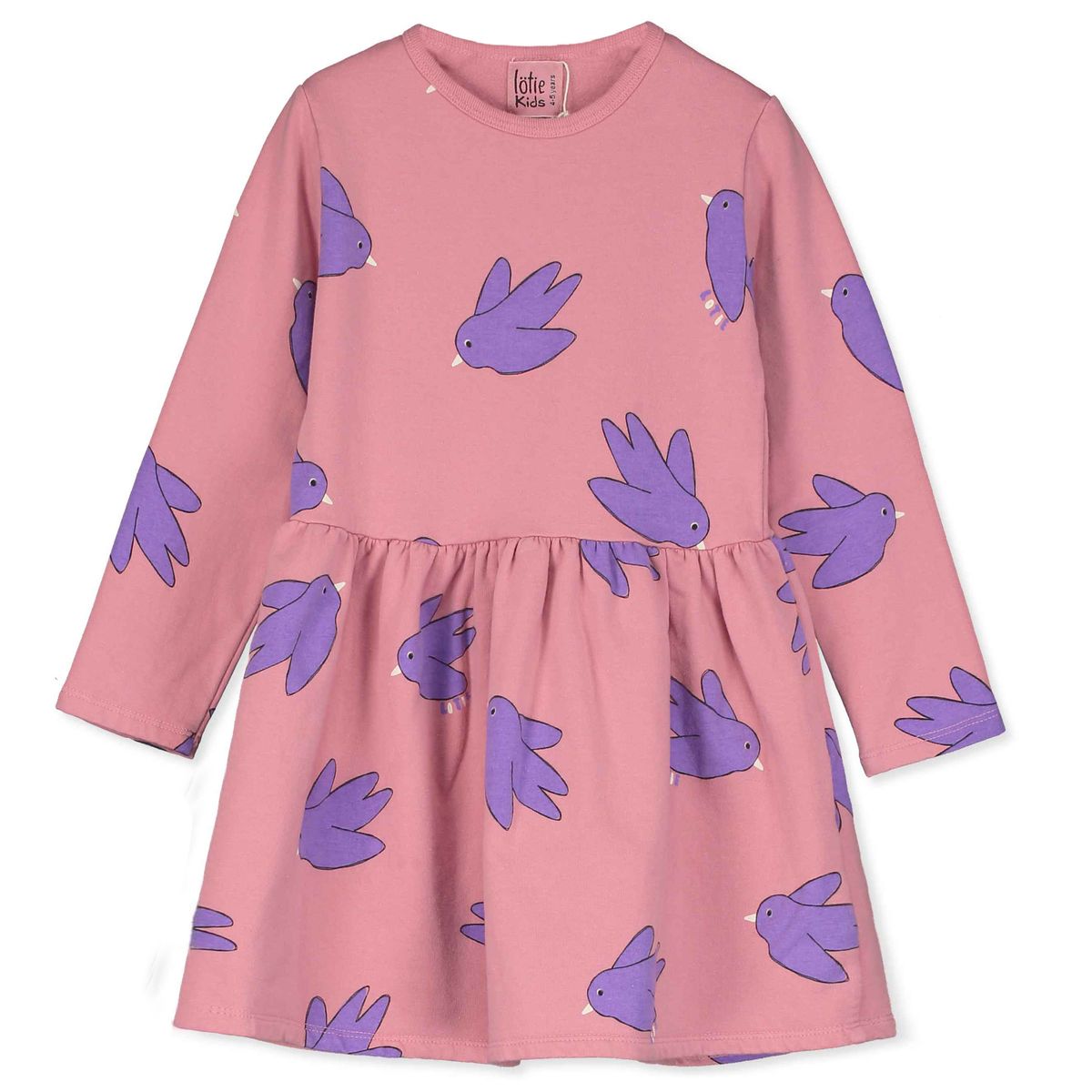 SWEATDRESS FLOWING BIRDS ALL OVER ROSE