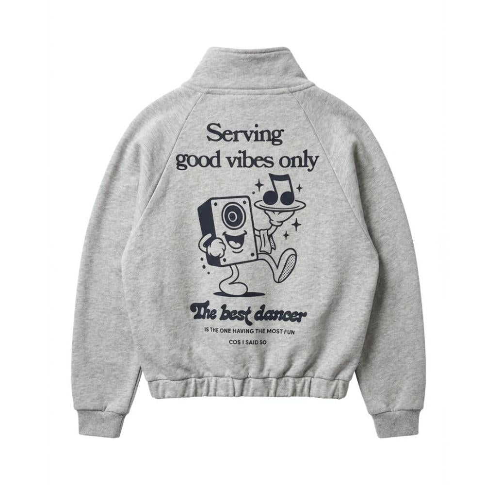 HALF ZIP SWEATER GOOD VIBES GREY MELANGE