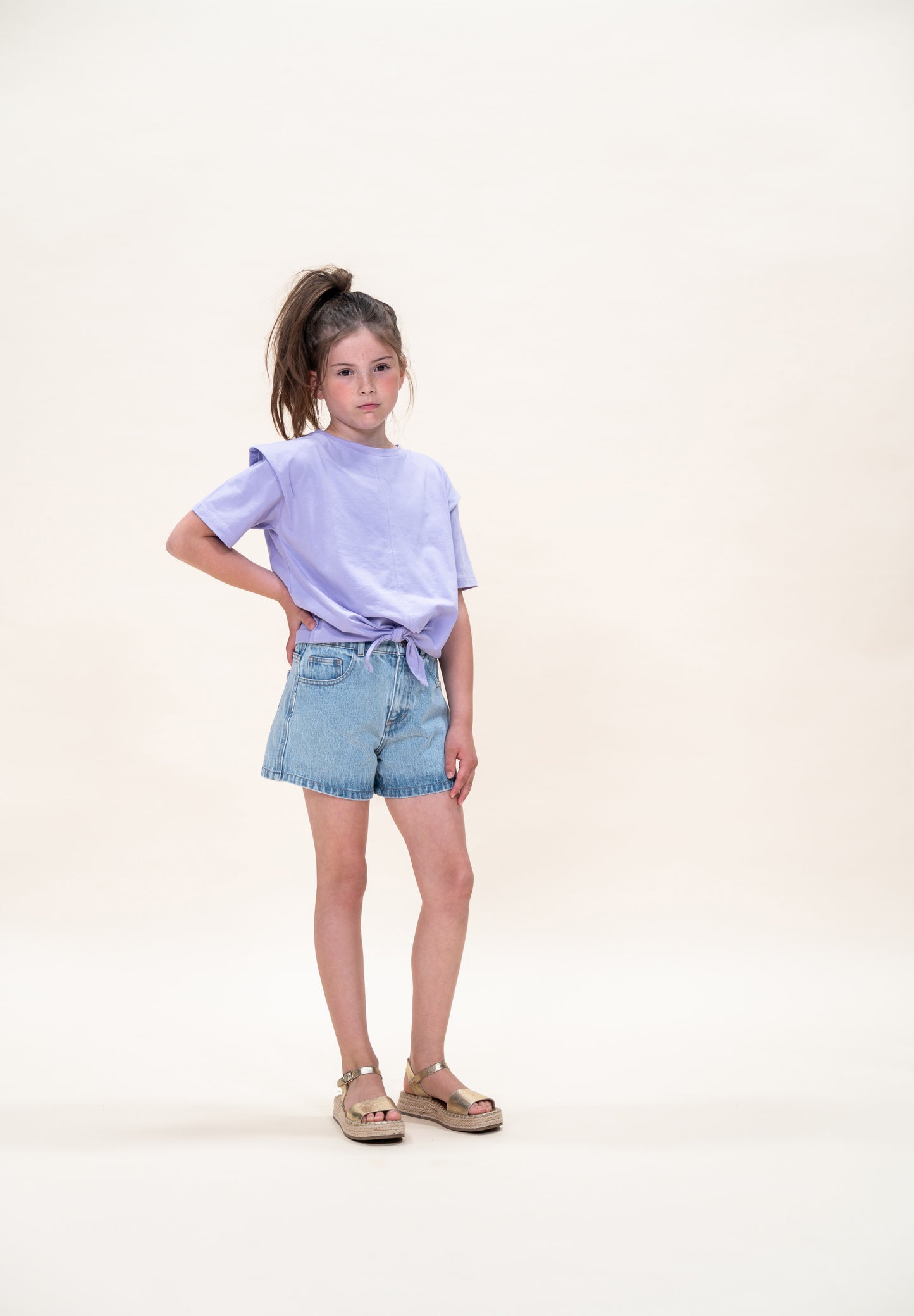 KNOTTED T-SHIRT PURPLE ROSE