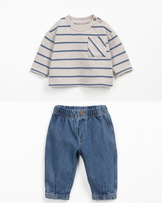 BABY SET DENIM TROUSERS/JERSEY T-SHIRT LONGSLEEVE BLUE