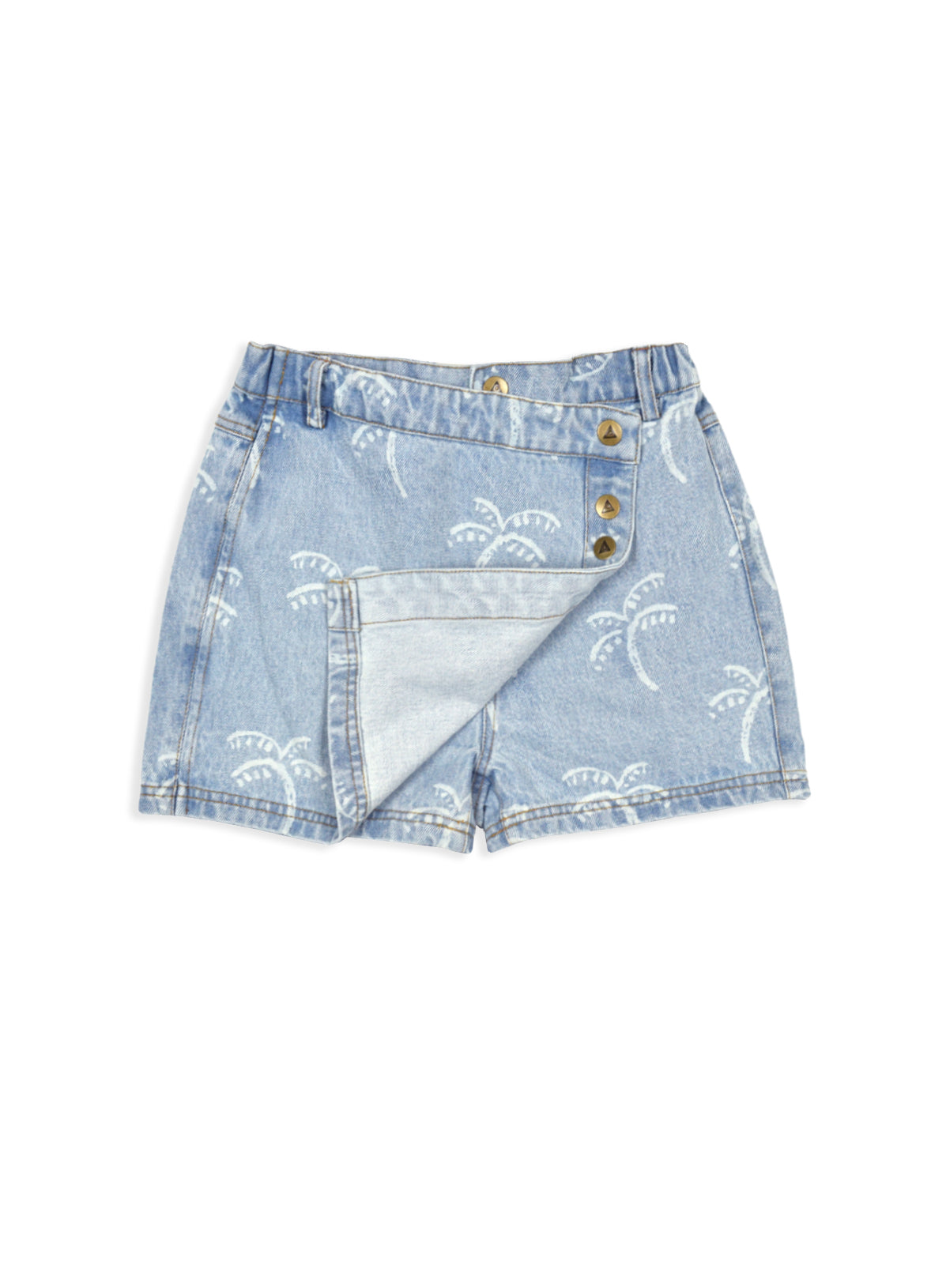 AM SKORT 02 PALMTREES ON DENIM