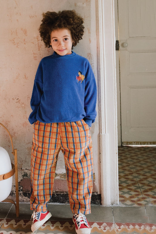 CORDUROY WIDE PANTS CHECKS ALL OVER TOASTED