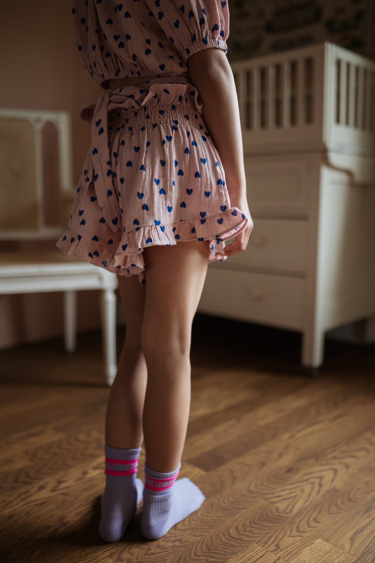 SMOCK FRILL SHORT CANDY HEARTS AOP