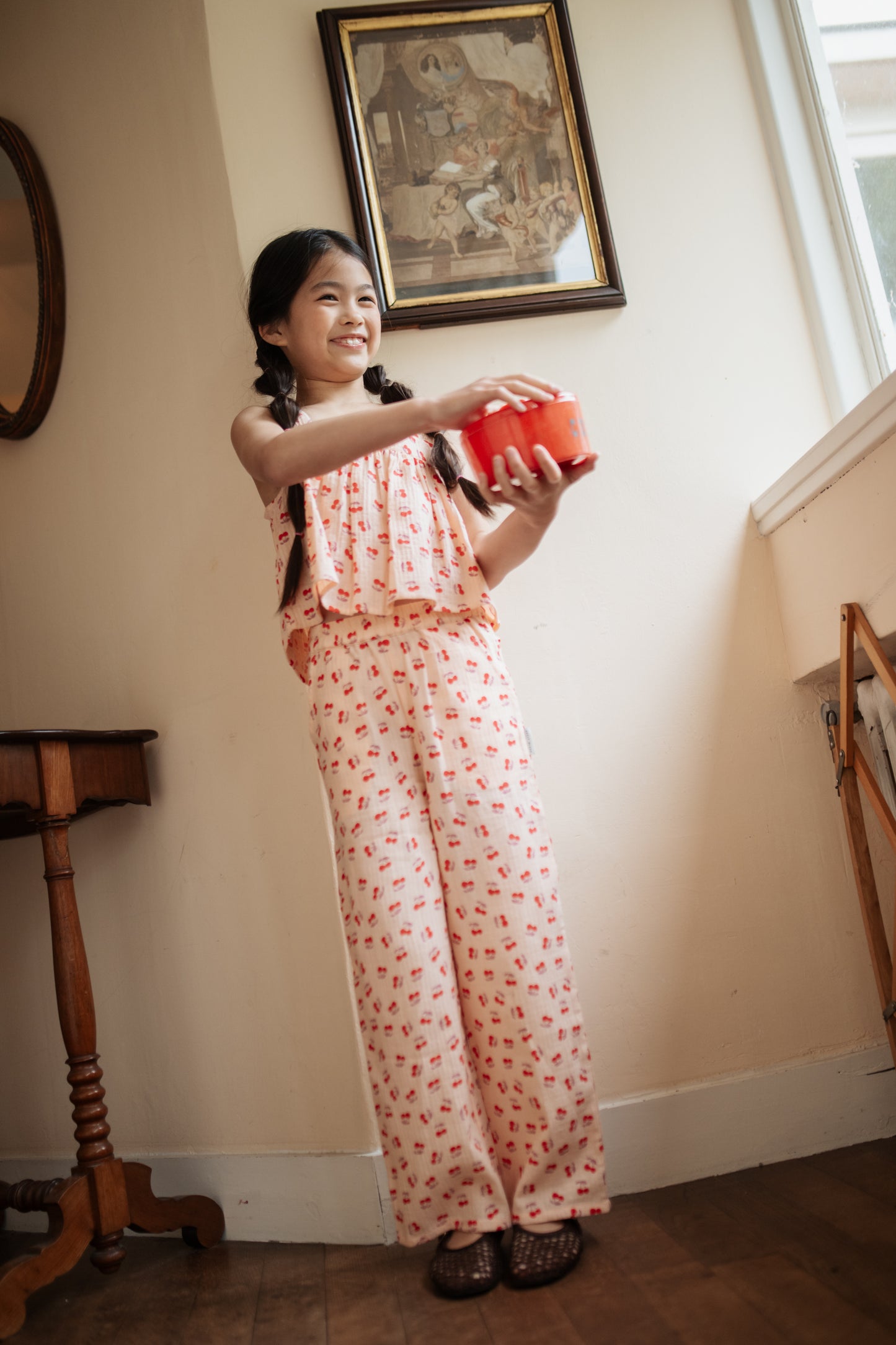 WIDE LEG PANTS CHERRY AOP