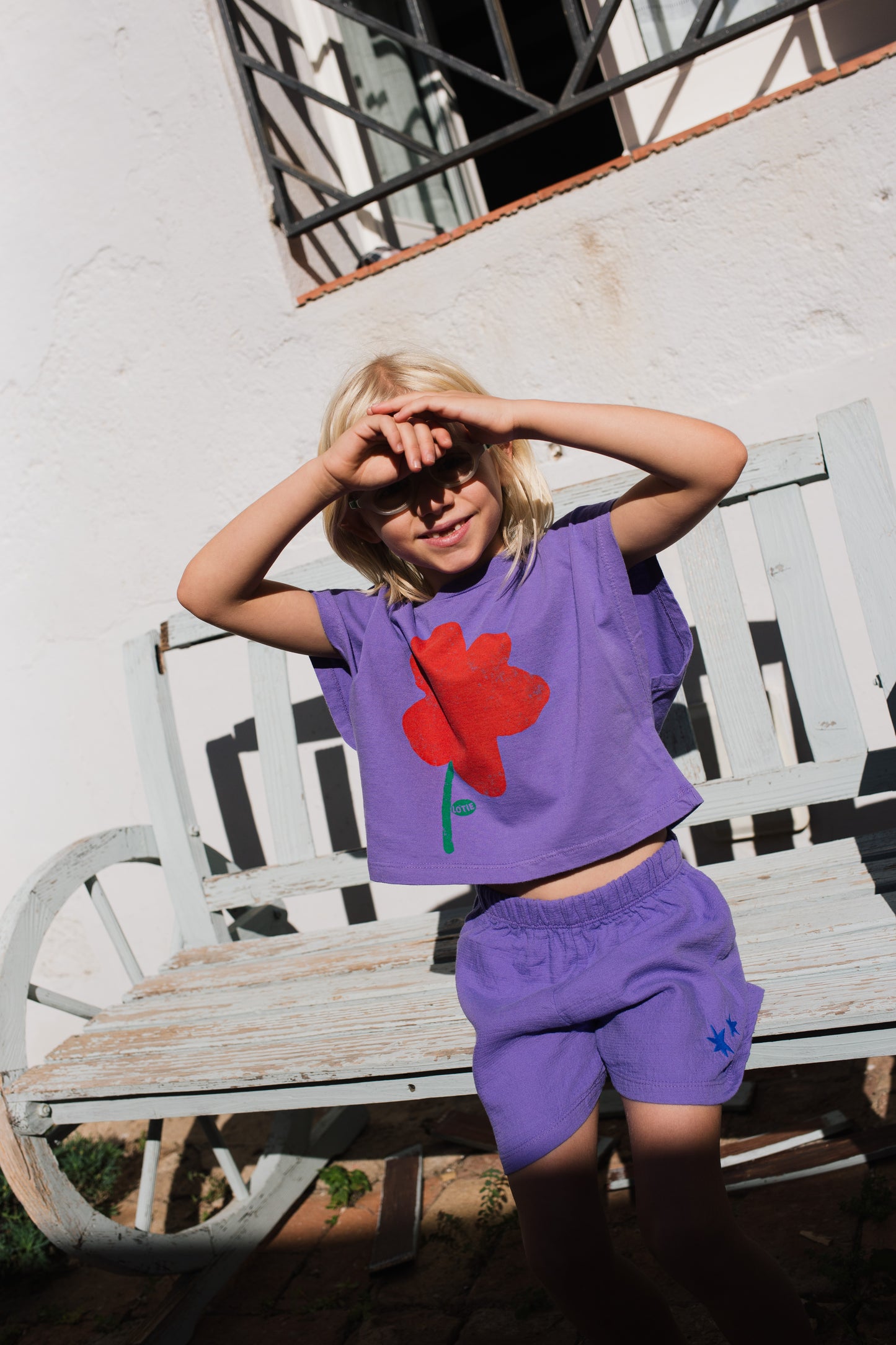 WOVEN SHORTS STARS EMBROIDERY VIOLET