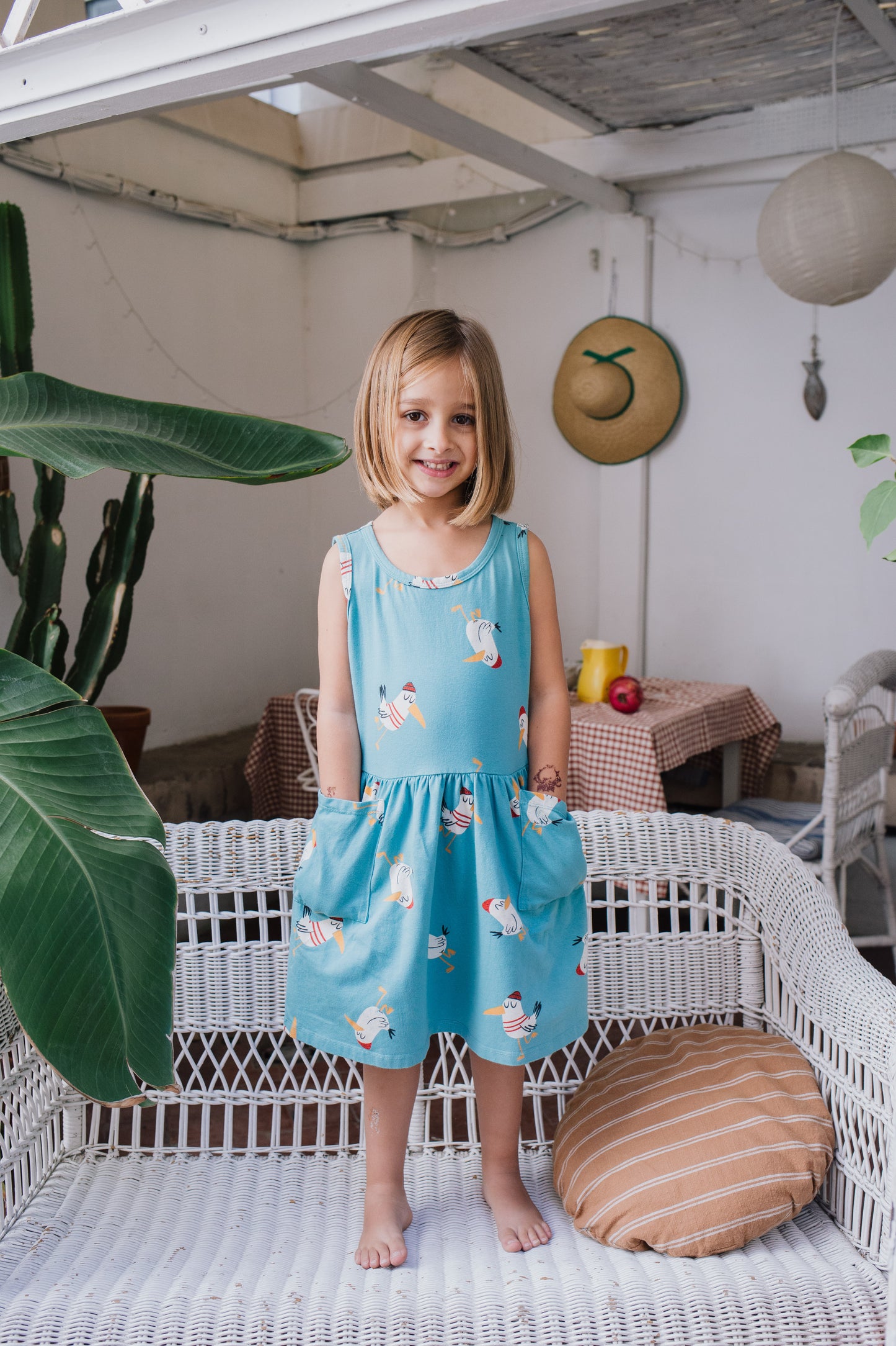 DRESS SLEEVELESS POCKETS SEAGULLS ALL OVER PACIFIC