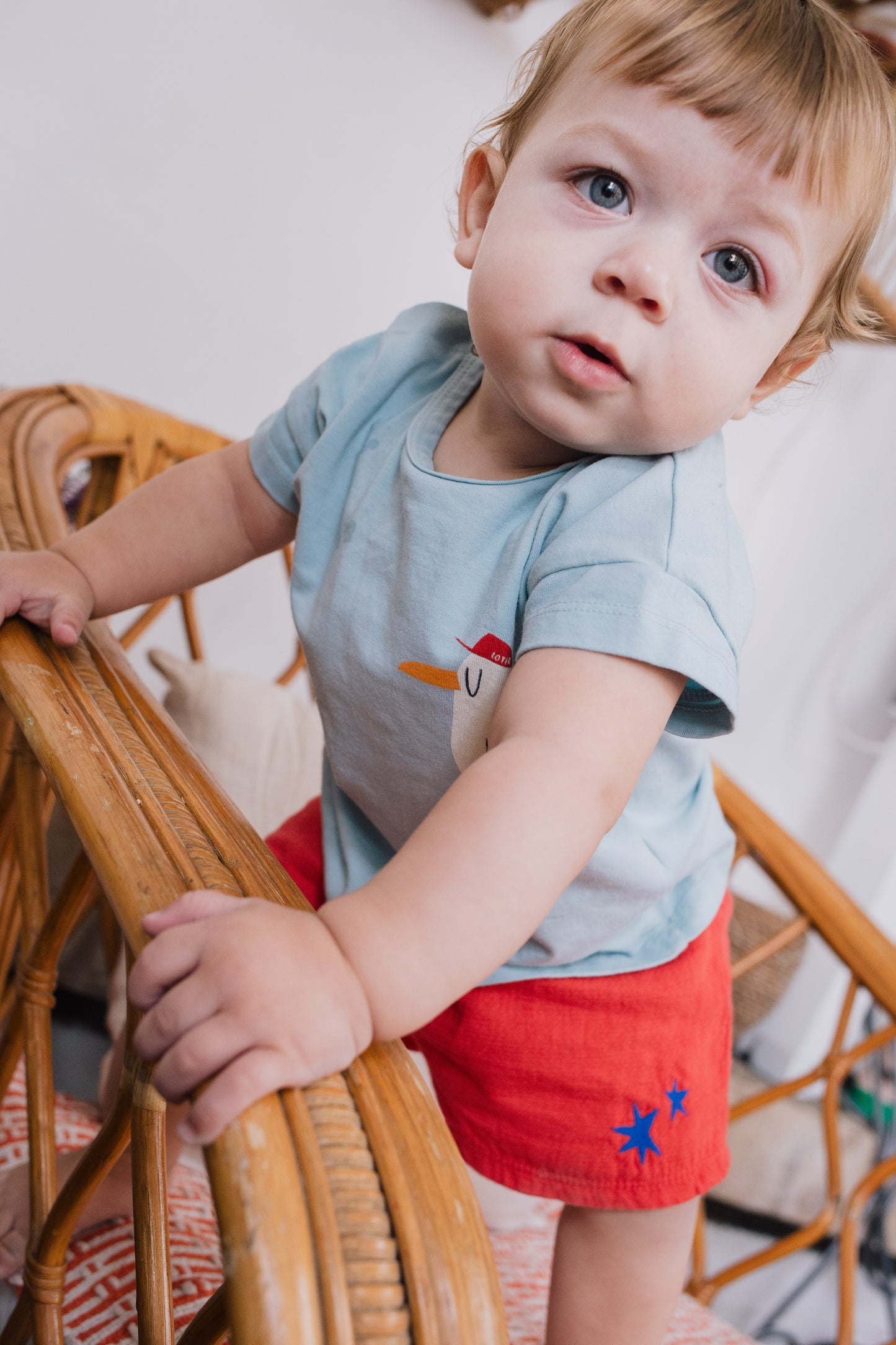 BABY SHORT SLEEVE T-SHIRT SKATING SEAGULL SKY BLUE