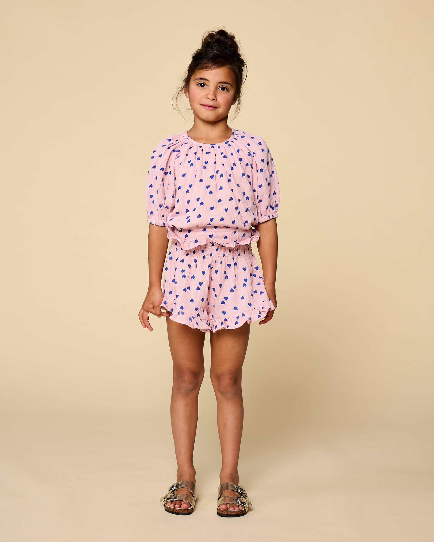 SMOCK FRILL SHORT CANDY HEARTS AOP