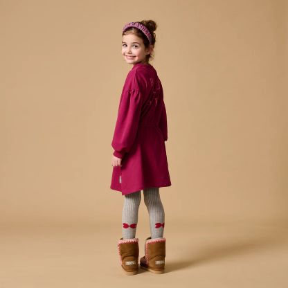 TIGHTS WING HEARTS GREY MELANGE