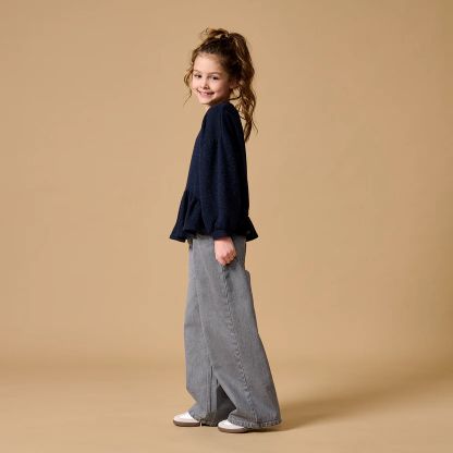 WIDE LEG JEANS WASHED GREY