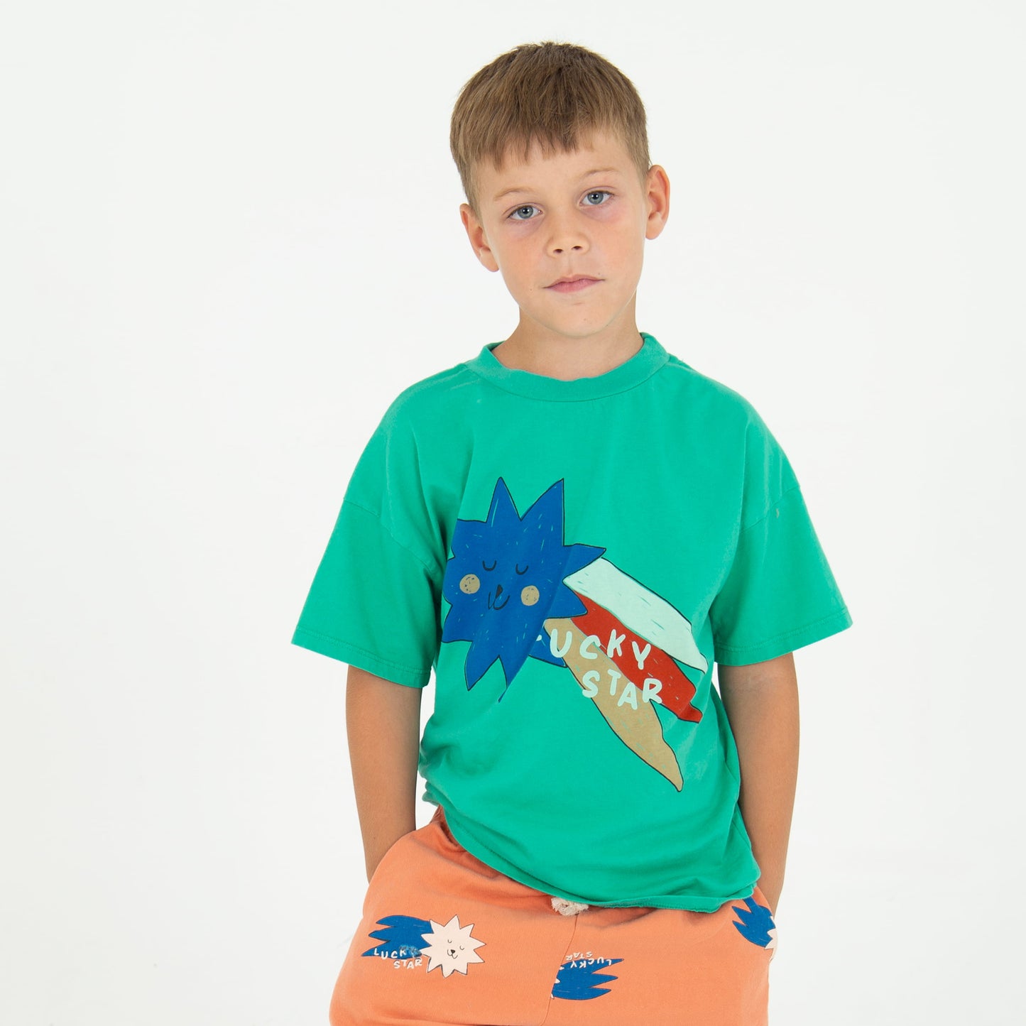 WIDE FIT T-SHIRT GREEN BIG LUCKY STAR
