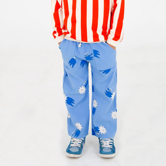 WIDE FIT TWILL POCKETS PANTS BAJA BLUE LUCKY STARS