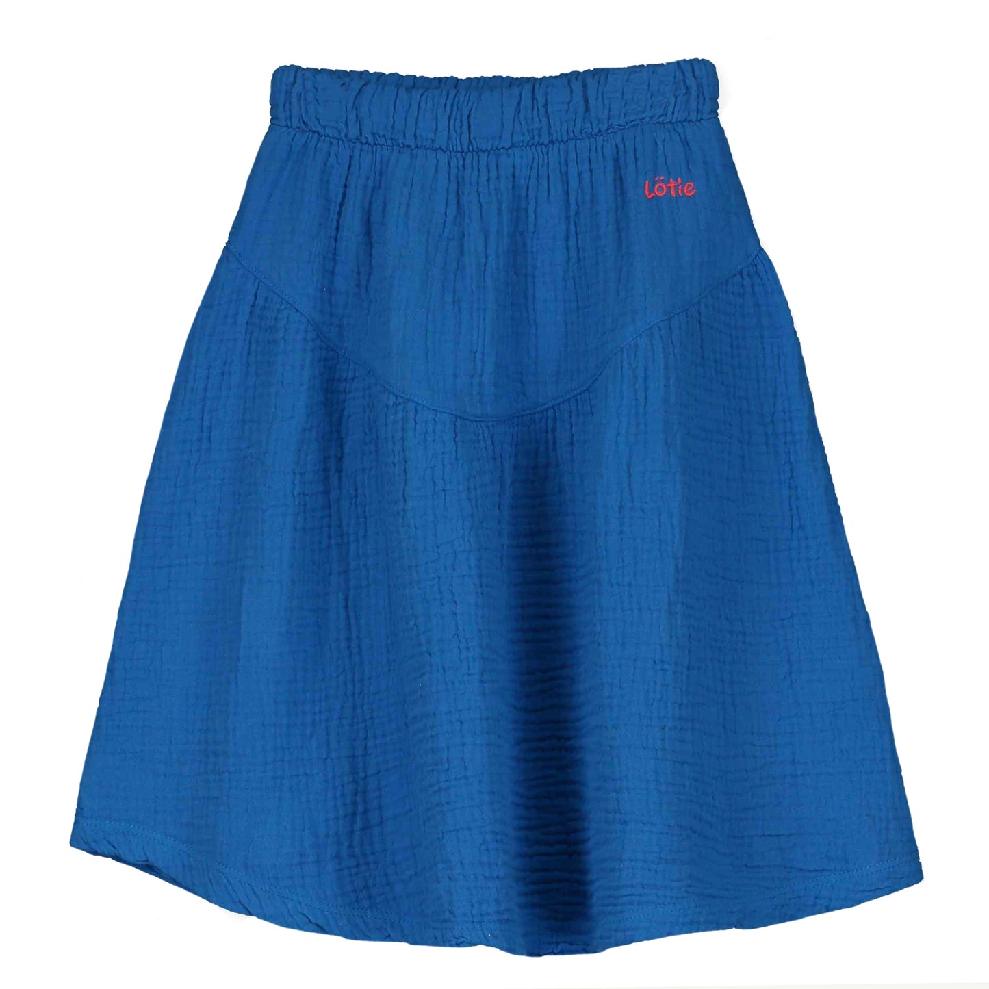 MID LENGTH MUSLIN SKIRT ROYAL BLUE LOTIE EMBRODERY