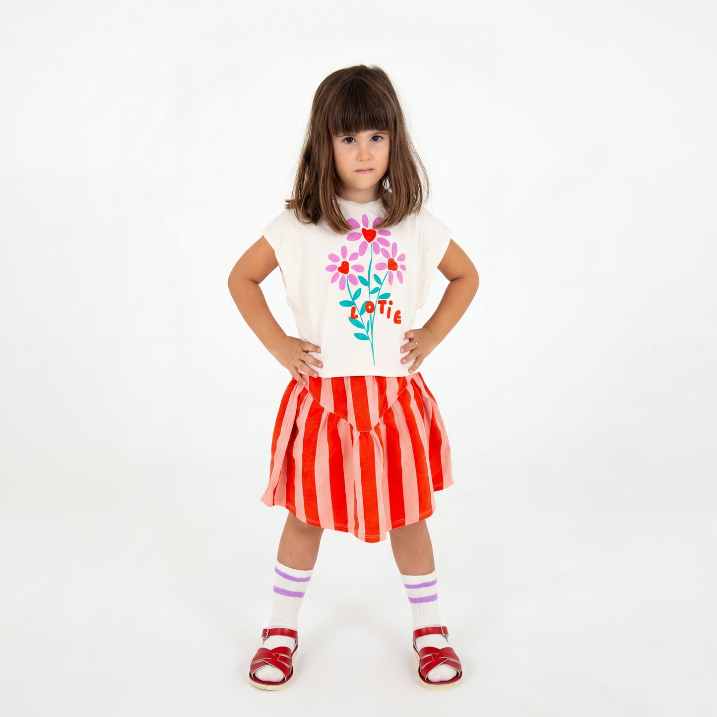 WOVEN TWILL SKIRT CLAY PINK STRIPES