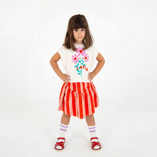 WOVEN TWILL SKIRT CLAY PINK STRIPES