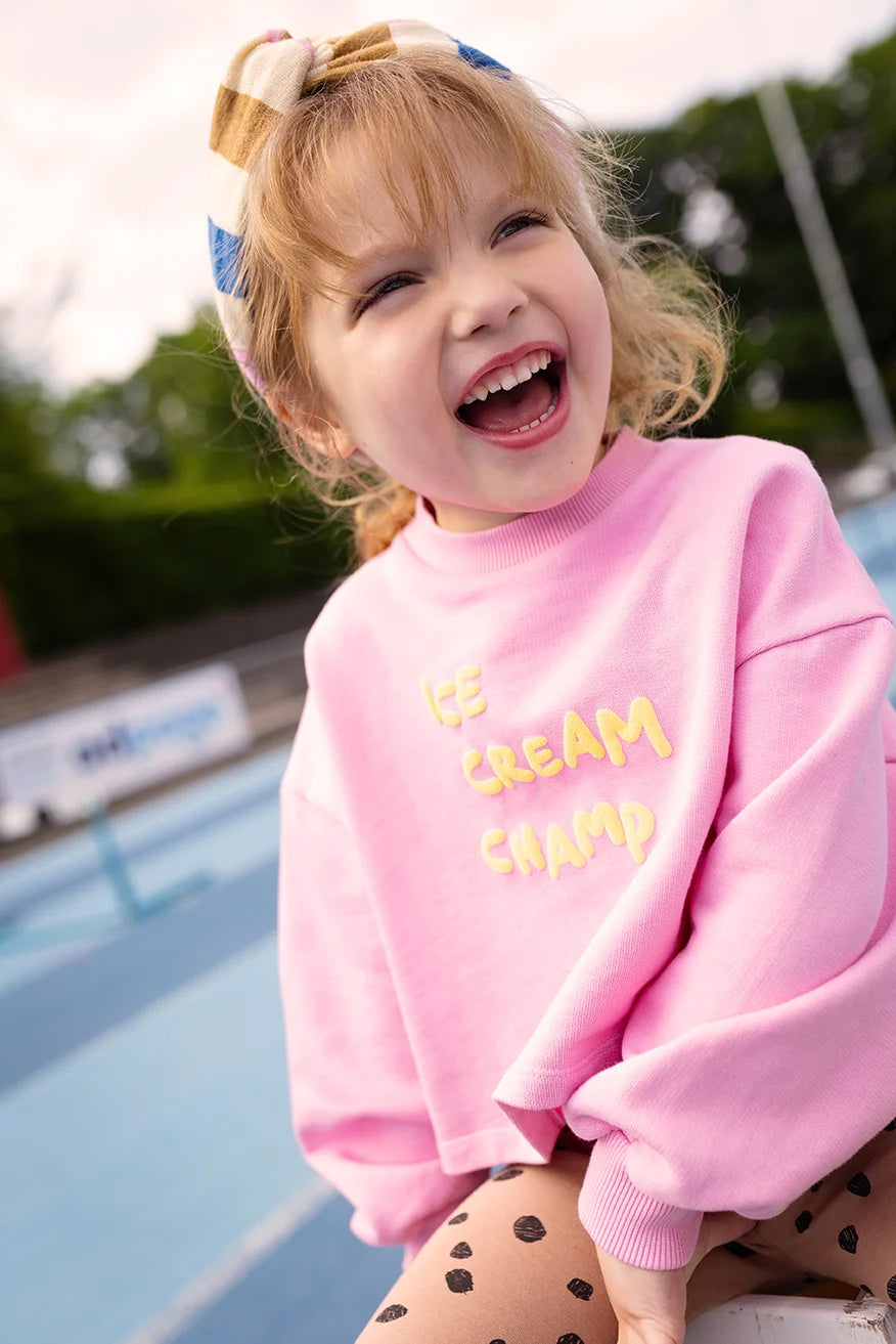 BOXY SWEATSHIRT BATMAN SLEEVE ICE CREAM PODIUM PINK