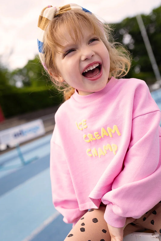 BOXY SWEATSHIRT BATMAN SLEEVE ICE CREAM PODIUM PINK