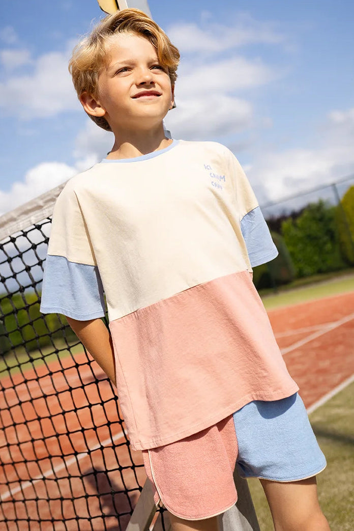 TERRY SPORT SHORTS COLOURBLOCK ROSE DAWN