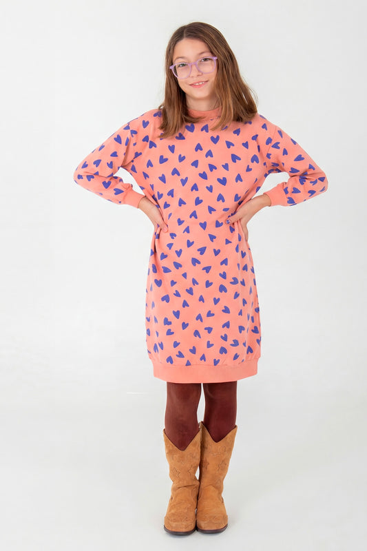 HEARTS PEACH ROSE LONG SWEATDRESS
