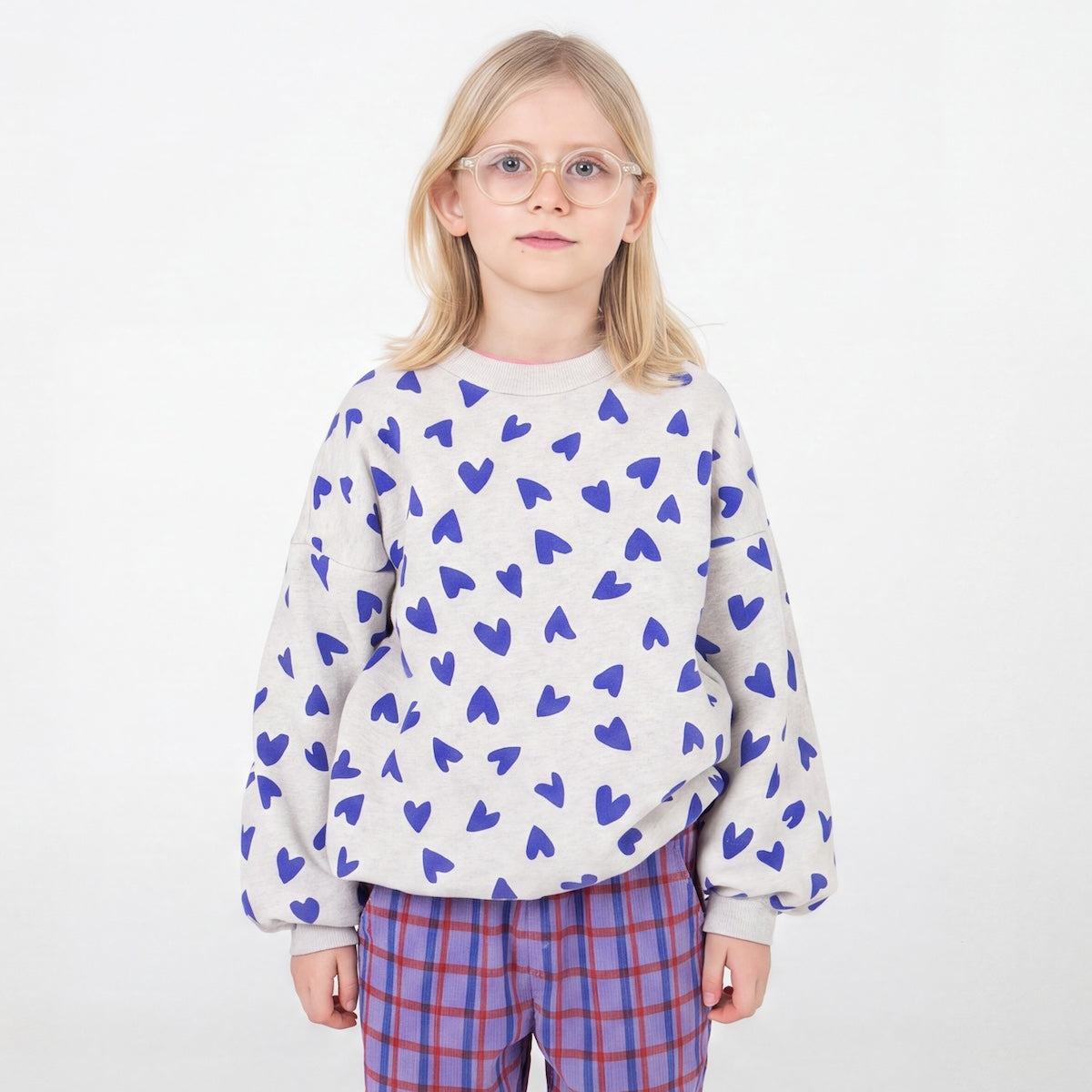 HEARTS LIGHT GREY MELANGE SWEATSHIRT
