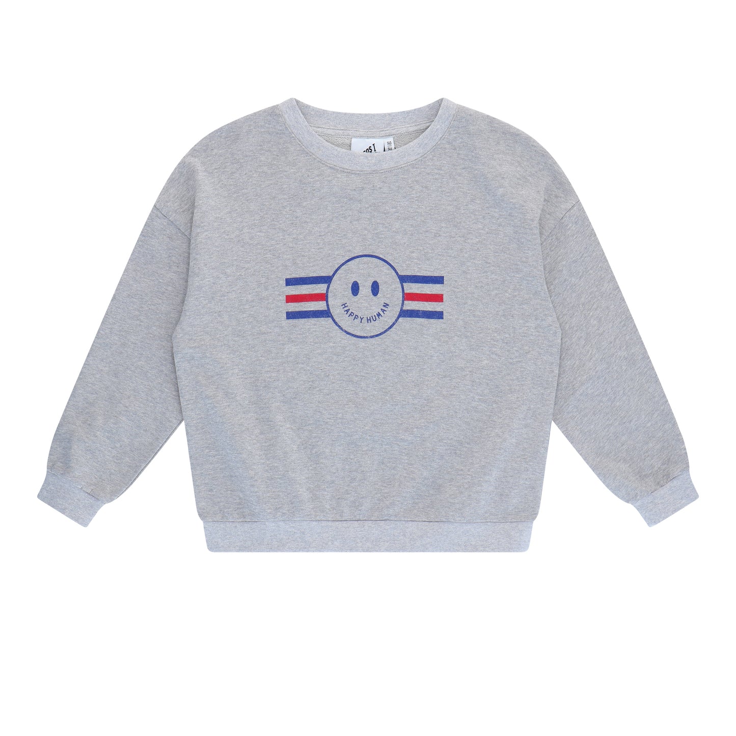 SWEATER HAPPY HUMAN SMILEY GREY MELANGE